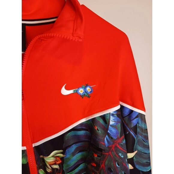 Nike Sportswear Cropped Hawaiin Track Jacket Parrot Red Tropical Size XL NWOT - Picture 4 of 5